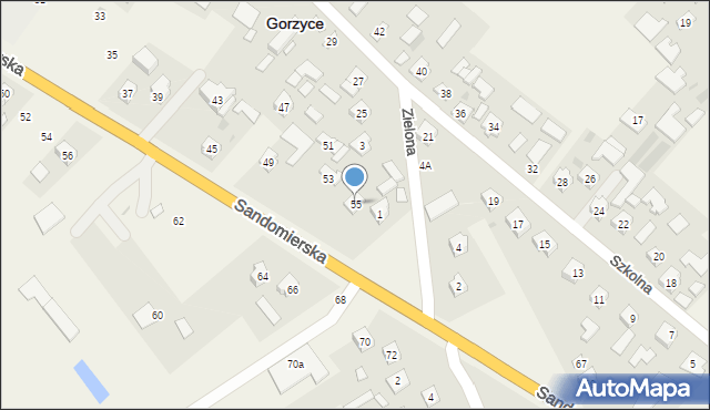 Gorzyce, Sandomierska, 55, mapa Gorzyce