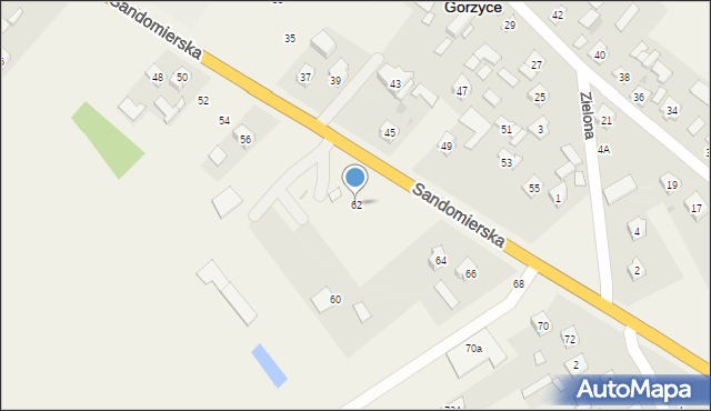 Gorzyce, Sandomierska, 62, mapa Gorzyce