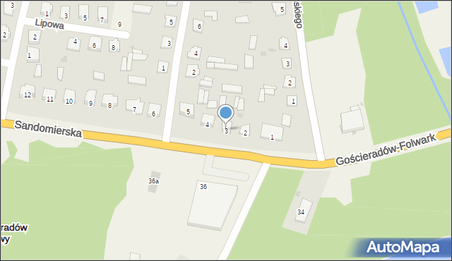 Gościeradów-Folwark, Sandomierska, 3, mapa Gościeradów-Folwark