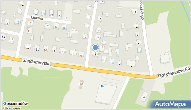 Gościeradów-Folwark, Sandomierska, 5, mapa Gościeradów-Folwark