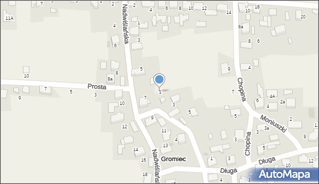 Gromiec, Sabały Jana, 1, mapa Gromiec