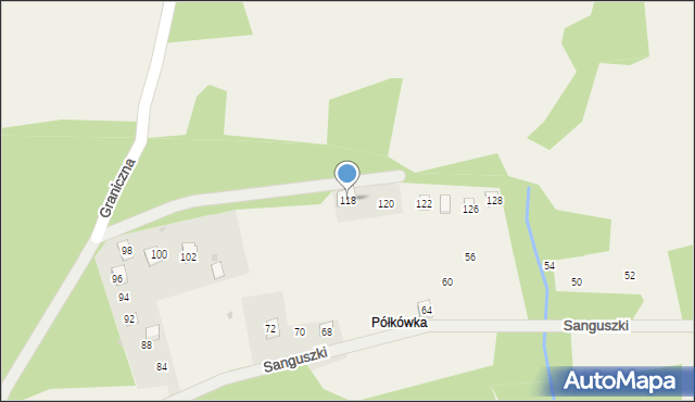 Harbutowice, Sanguszki Eustachego, 118, mapa Harbutowice