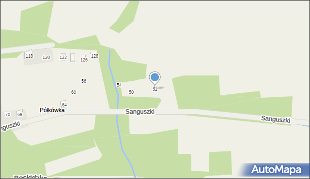 Harbutowice, Sanguszki Eustachego, 52, mapa Harbutowice