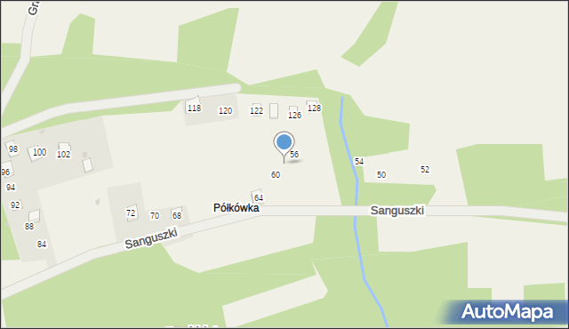Harbutowice, Sanguszki Eustachego, 58, mapa Harbutowice
