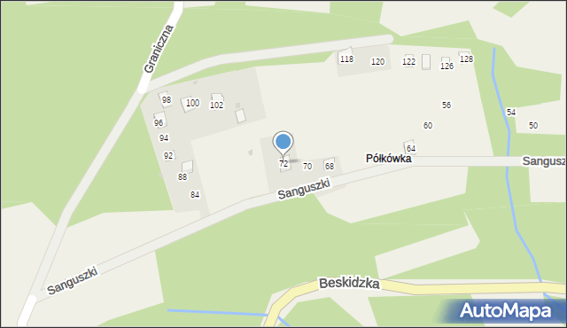 Harbutowice, Sanguszki Eustachego, 72, mapa Harbutowice