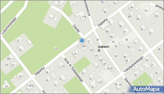 Izabelin B, Sapiehy Pawła Jana, 13, mapa Izabelin B