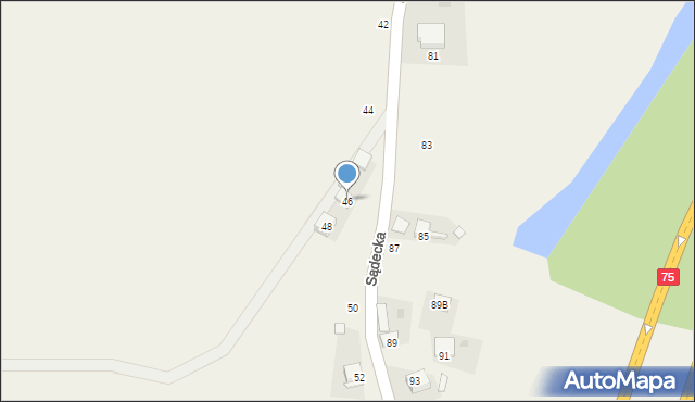Jasień, Sądecka, 46, mapa Jasień