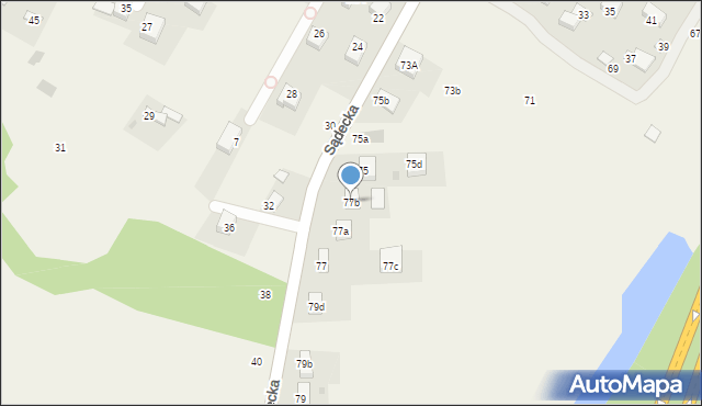 Jasień, Sądecka, 77b, mapa Jasień