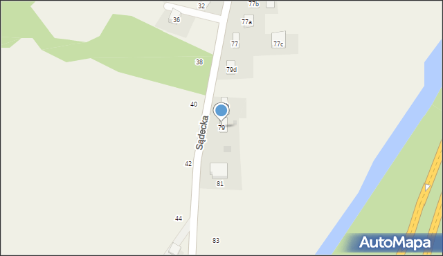 Jasień, Sądecka, 79, mapa Jasień