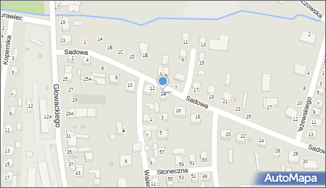 Jędrzejów, Sadowa, 14, mapa Jędrzejów