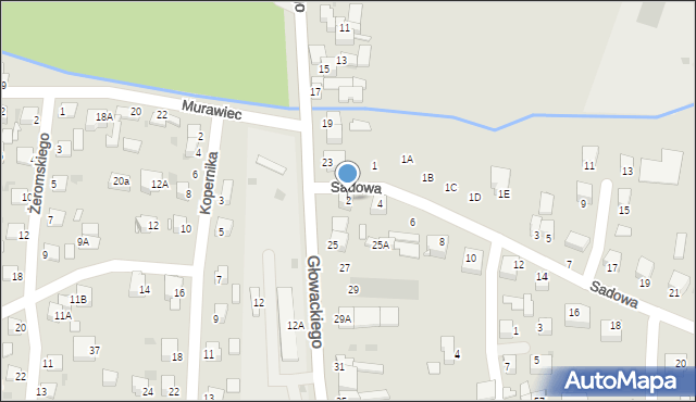 Jędrzejów, Sadowa, 2, mapa Jędrzejów