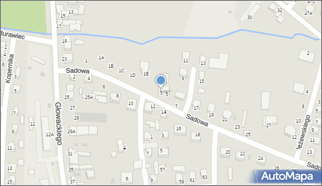 Jędrzejów, Sadowa, 3, mapa Jędrzejów