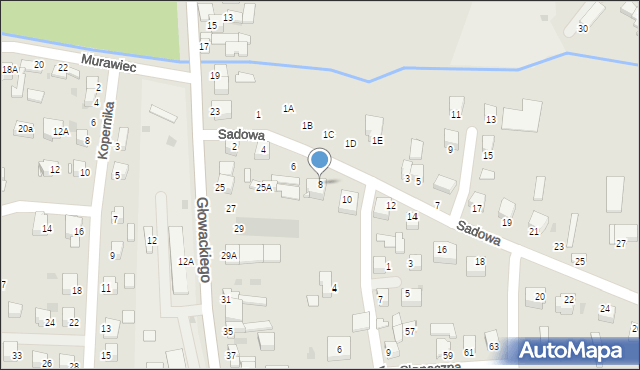 Jędrzejów, Sadowa, 8, mapa Jędrzejów