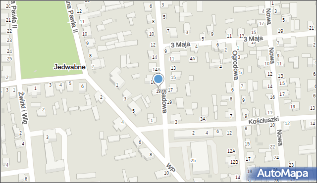 Jedwabne, Sadowa, 18, mapa Jedwabne