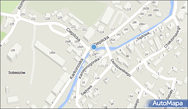 Jelenia Góra, Sądowa, 12A, mapa Jelenia Góra