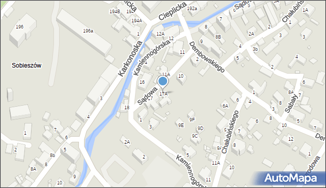 Jelenia Góra, Sądowa, 17A, mapa Jelenia Góra