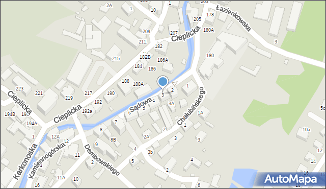 Jelenia Góra, Sądowa, 3, mapa Jelenia Góra