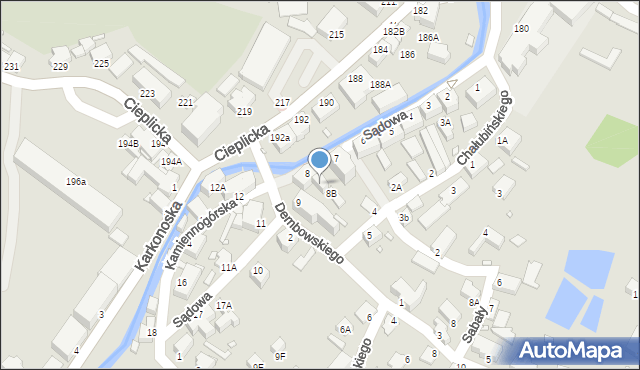 Jelenia Góra, Sądowa, 8A, mapa Jelenia Góra