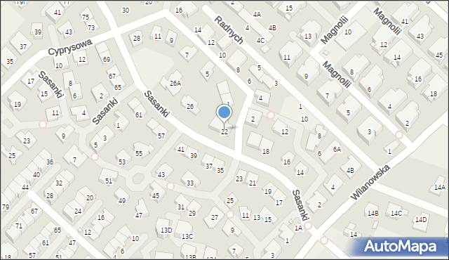 Józefosław, Sasanki, 22, mapa Józefosław