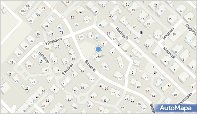 Józefosław, Sasanki, 26A, mapa Józefosław