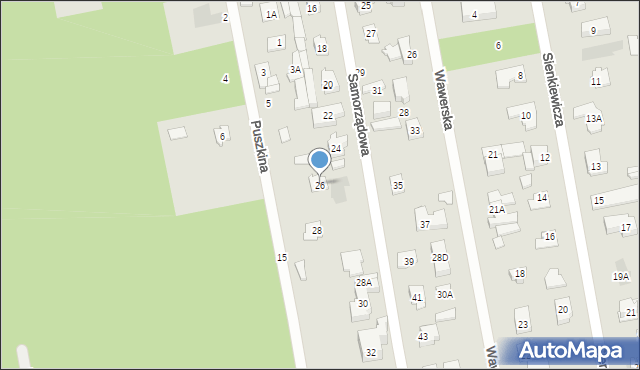 Józefów, Samorządowa, 26, mapa Józefów