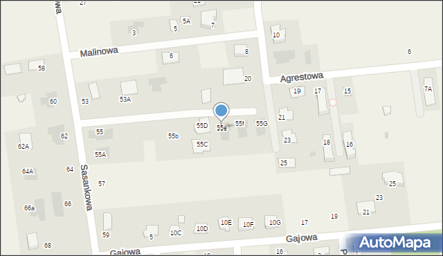 Kalinówka, Sasankowa, 55e, mapa Kalinówka