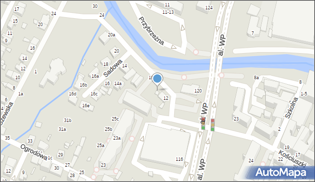 Kalisz, Sadowa, 12a, mapa Kalisza