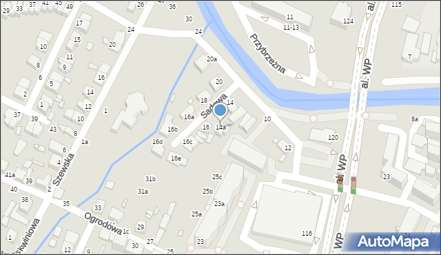 Kalisz, Sadowa, 14a, mapa Kalisza