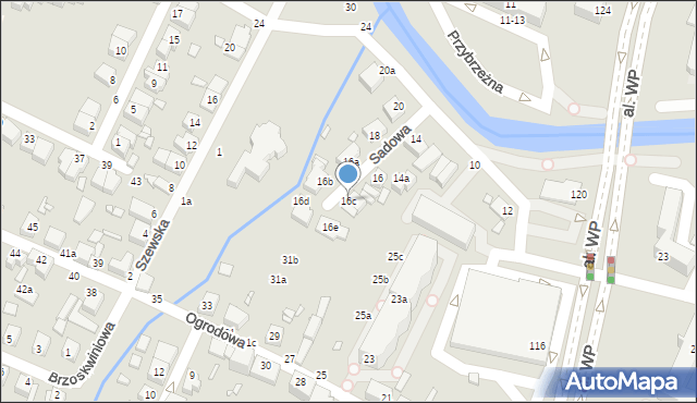 Kalisz, Sadowa, 16c, mapa Kalisza