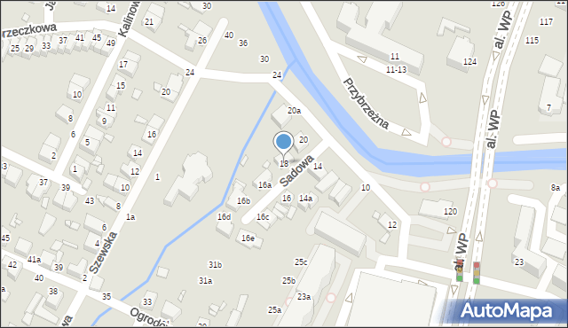 Kalisz, Sadowa, 18, mapa Kalisza