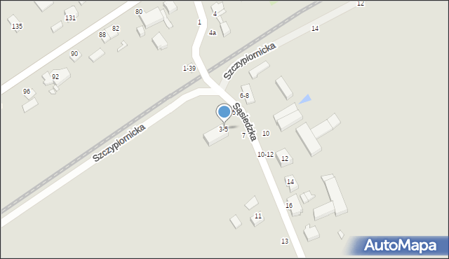 Kalisz, Sąsiedzka, 3-5, mapa Kalisza