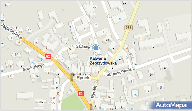 Kalwaria Zebrzydowska, Sądowa, 1a, mapa Kalwaria Zebrzydowska