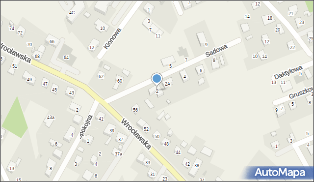 Kamieniec Wrocławski, Sadowa, 2, mapa Kamieniec Wrocławski