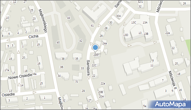 Kartuzy, Sambora, 22D, mapa Kartuzy