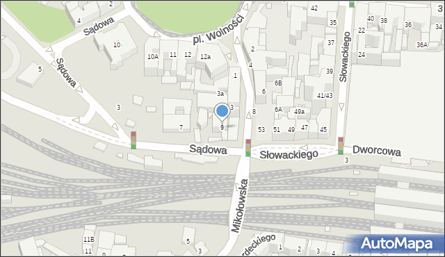 Katowice, Sądowa, 9, mapa Katowic