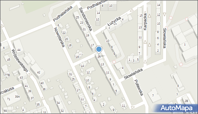 Katowice, Sandomierska, 15, mapa Katowic
