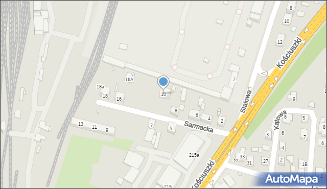 Katowice, Sarmacka, 10, mapa Katowic