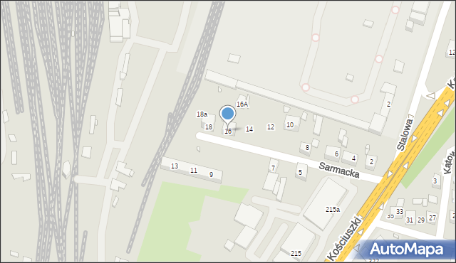 Katowice, Sarmacka, 16, mapa Katowic