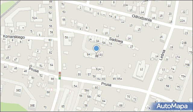 Katowice, Sadowa, 9B, mapa Katowic