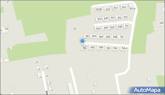 Katowice, Sandacza, 58W, mapa Katowic