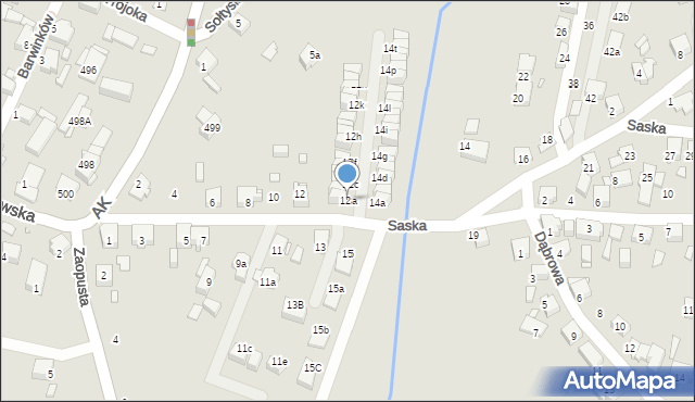 Katowice, Saska, 12a, mapa Katowic