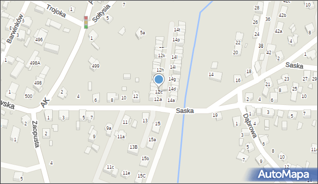 Katowice, Saska, 12c, mapa Katowic