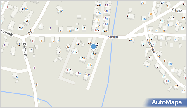 Katowice, Saska, 15a, mapa Katowic
