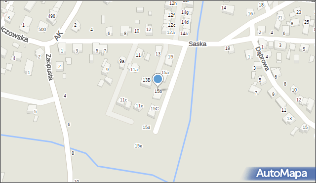 Katowice, Saska, 15b, mapa Katowic