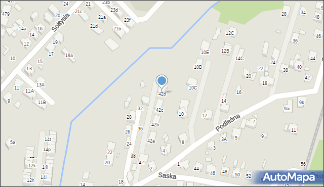 Katowice, Saska, 42d, mapa Katowic