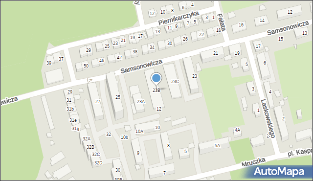 Katowice, Samsonowicza Jana, 23B, mapa Katowic