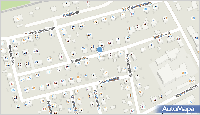 Kędzierzyn-Koźle, Saperska, 11, mapa Kędzierzyna-Koźle