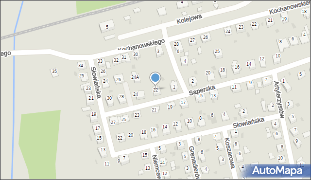 Kędzierzyn-Koźle, Saperska, 22, mapa Kędzierzyna-Koźle