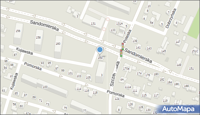 Kielce, Sandomierska, 164, mapa Kielc