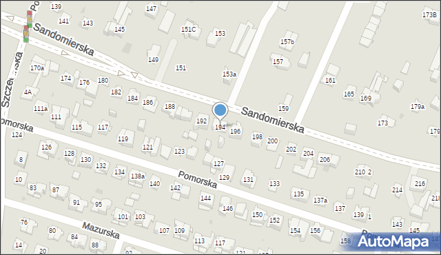 Kielce, Sandomierska, 194, mapa Kielc